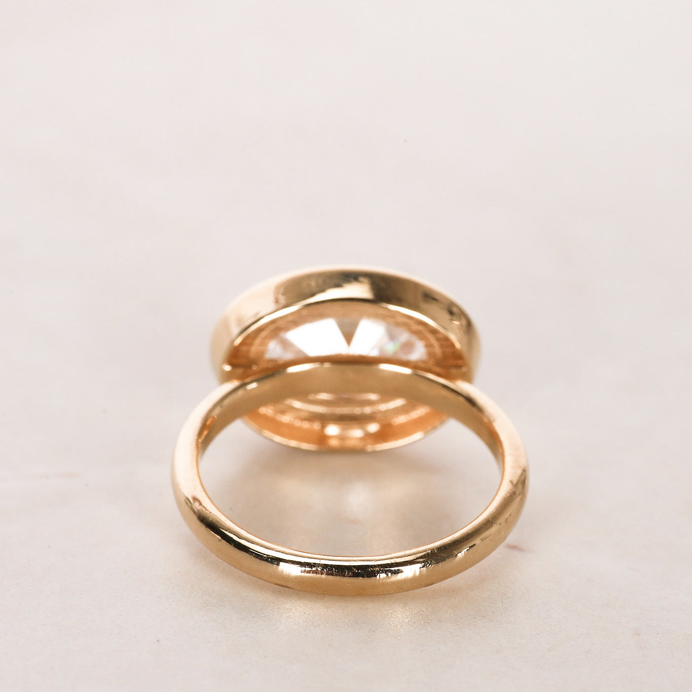 14K Yellow Gold and Oval Lab-Grown Diamond Ridge Pinky Ring, Size US 4.5