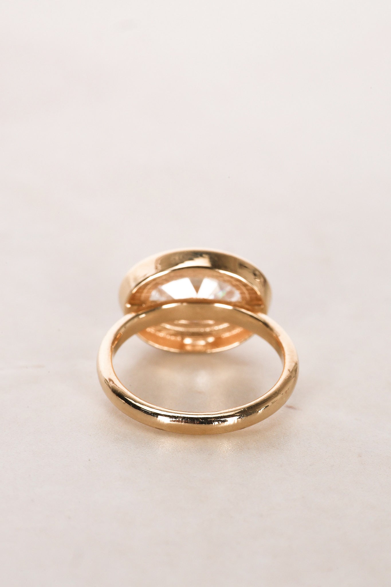 14K Yellow Gold and Oval Lab-Grown Diamond Ridge Pinky Ring, Size US 4.5