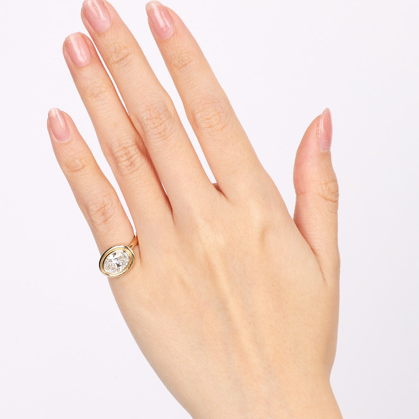 14K Yellow Gold and Oval Lab-Grown Diamond Ridge Pinky Ring, Size US 4.5