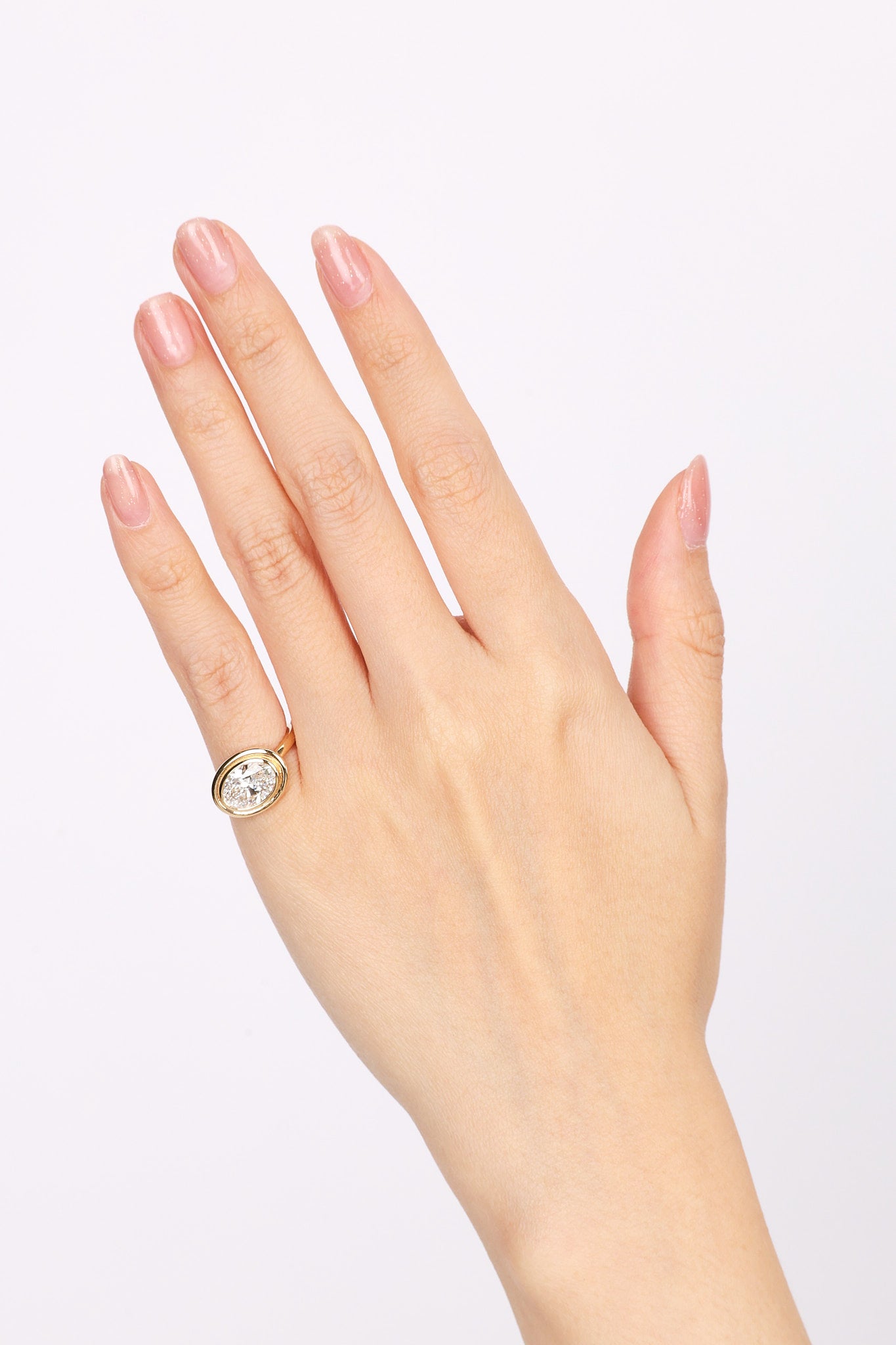 14K Yellow Gold and Oval Lab-Grown Diamond Ridge Pinky Ring, Size US 4.5