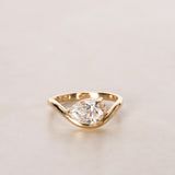 14K Yellow Gold and Lab-Grown Diamond Pear Curved Pinky Ring