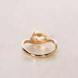 14K Yellow Gold and Lab-Grown Diamond Pear Curved Pinky Ring