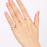14K Yellow Gold and Lab-Grown Diamond Pear Curved Pinky Ring