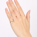 14K Yellow Gold and Lab-Grown Diamond Pear Curved Pinky Ring