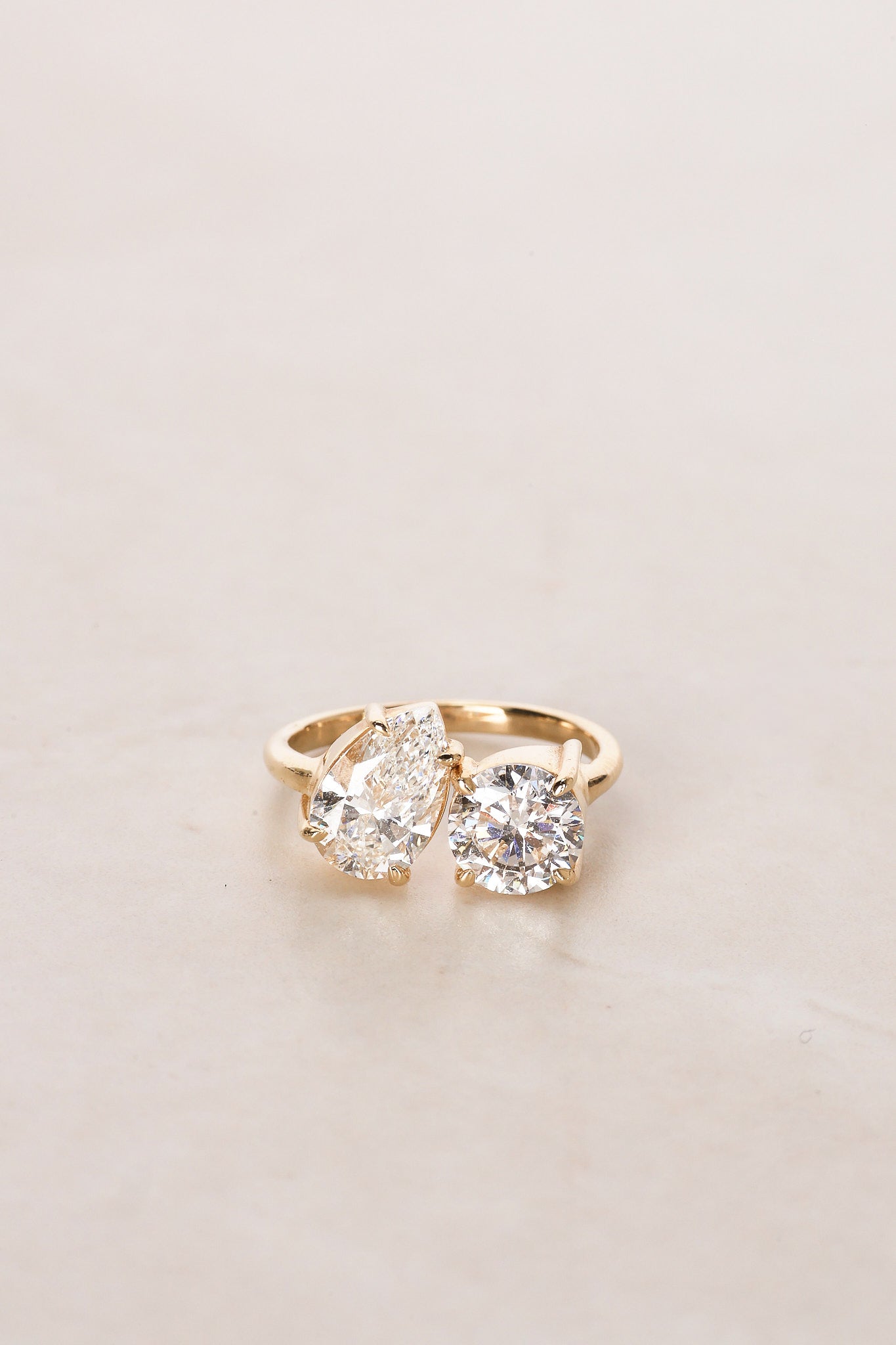 14K Yellow Gold and Lab-Grown Diamond Duo Ring, Size US 4
