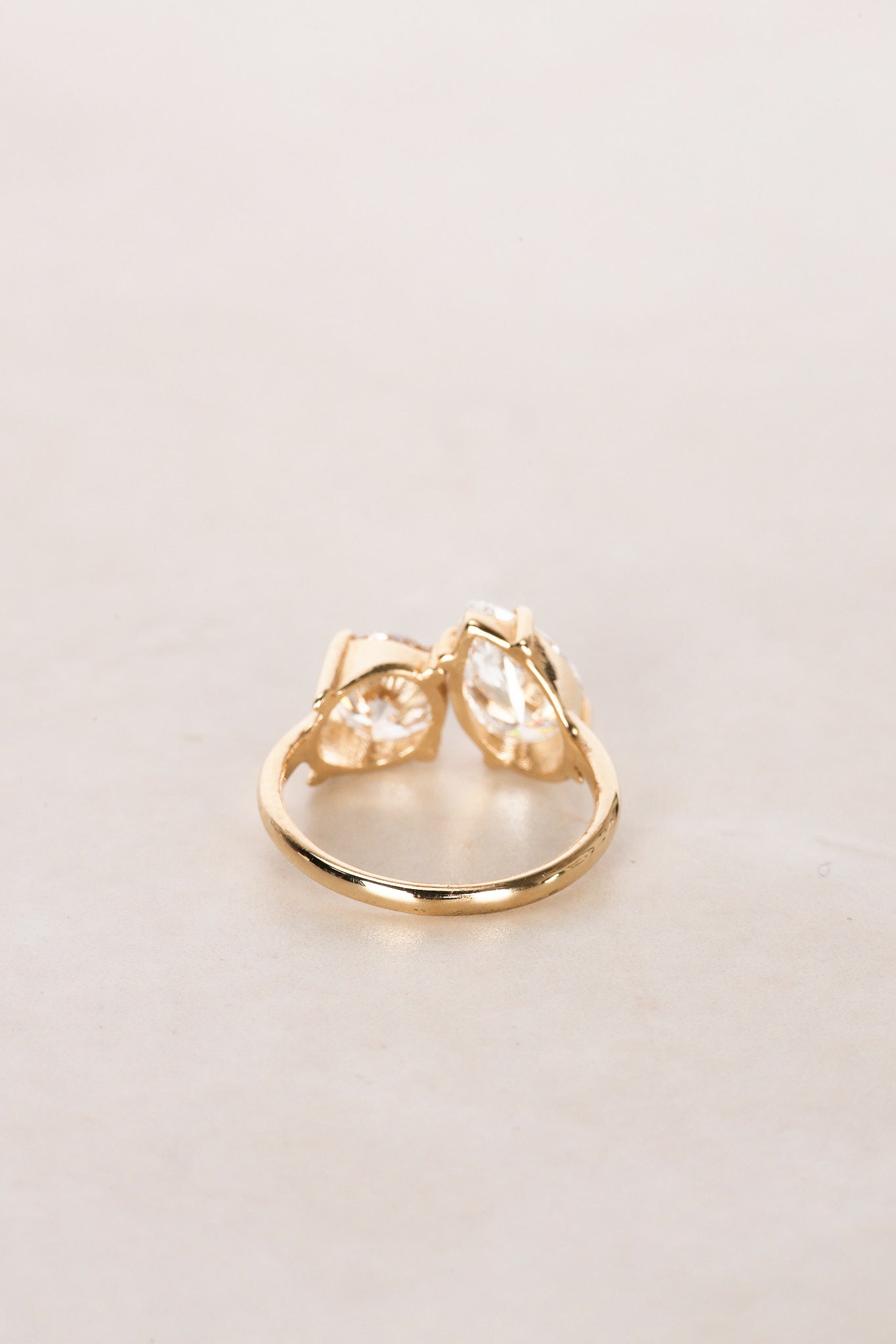 14K Yellow Gold and Lab-Grown Diamond Duo Ring, Size US 4