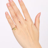 14K Yellow Gold and Lab-Grown Yellow Oval Diamond Curve Pinky Ring, Size US 4