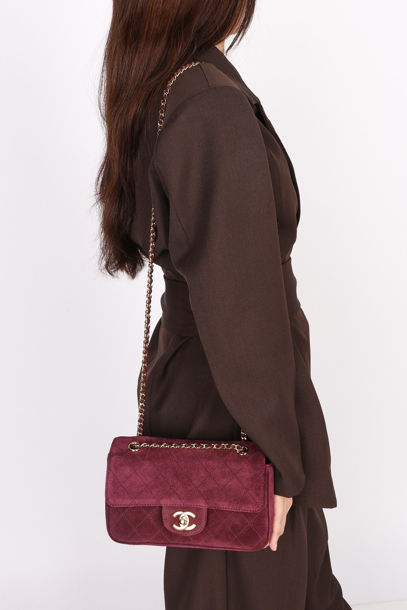 Chanel Mini Rectangular Purple Suede GHW