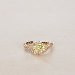 14K Yellow Gold Lab-Grown Yellow Pear Diamond Pavé Wave Ring, Size US 4.5