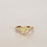 14K Yellow Gold Lab-Grown Yellow Pear Diamond Pavé Wave Ring, Size US 4.5