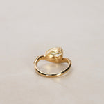 14K Yellow Gold Lab-Grown Yellow Pear Diamond Pavé Wave Ring, Size US 4.5