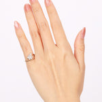 14K Yellow Gold Lab-Grown Pear Diamond Wave Band Ring, Size US 4.25