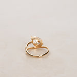 14K Yellow Gold Lab-Grown Pear Diamond Wave Band Ring, Size US 4.25