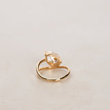 14K Yellow Gold Lab-Grown Pear Diamond Wave Band Ring, Size US 4.25