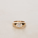 14K Yellow Gold Lab-Grown Oval Diamond Retro Ring, Size US 4.25