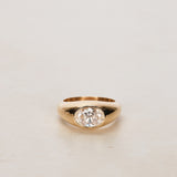 14K Yellow Gold Lab-Grown Oval Diamond Retro Ring, Size US 4.25