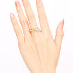 14K Yellow Gold Lab-Grown Pear and Yellow Square Toi e Moi Duo Ring, Size US 5.25