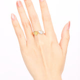 14K Yellow Gold Lab-Grown Pear and Yellow Square Toi e Moi Duo Ring, Size US 5.25