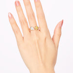 14K Yellow Gold Lab-Grown Pear and Yellow Square Toi e Moi Duo Ring, Size US 5.25