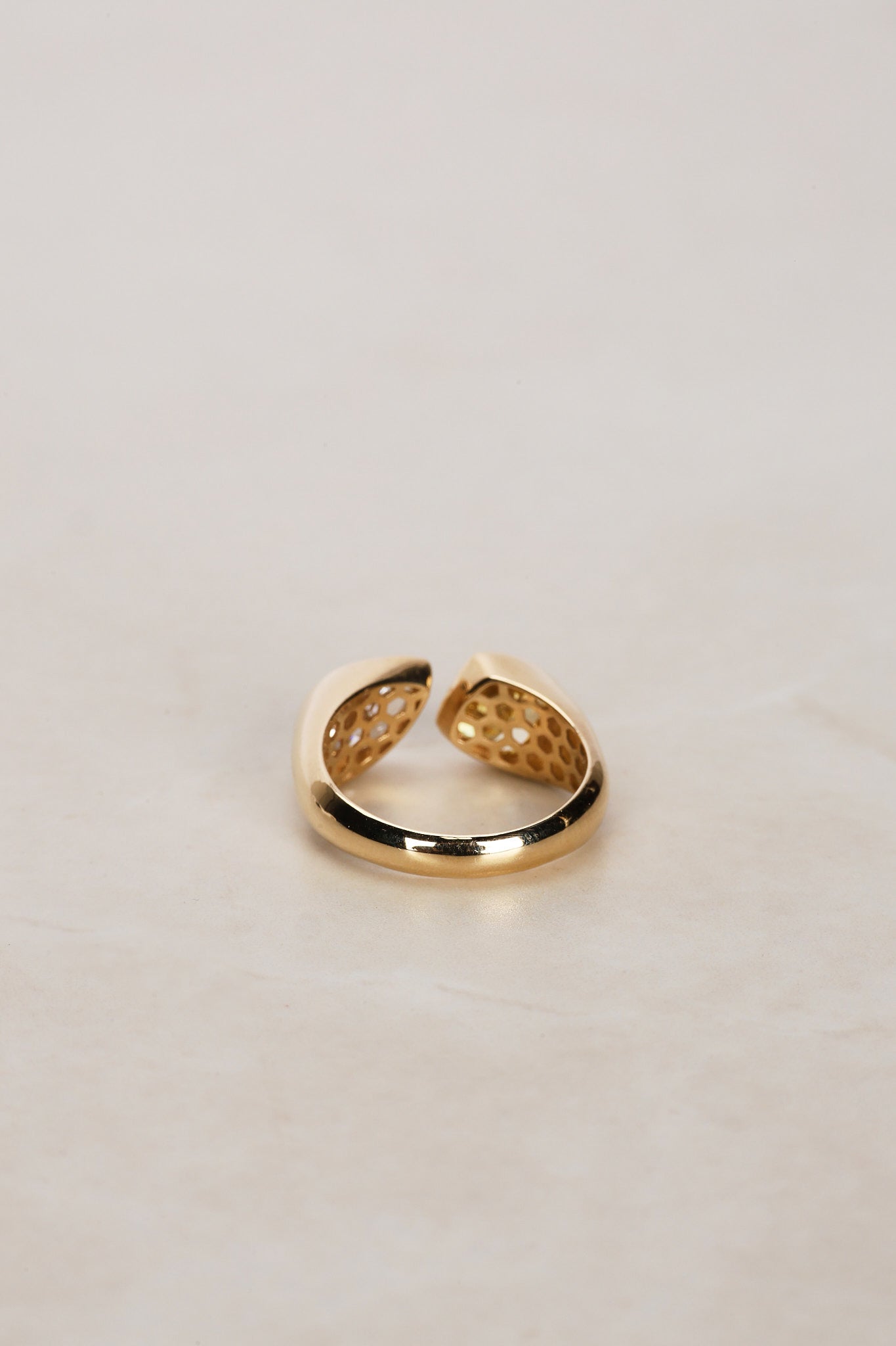 14K Yellow Gold Lab-Grown Pear and Yellow Square Toi e Moi Duo Ring, Size US 5.25