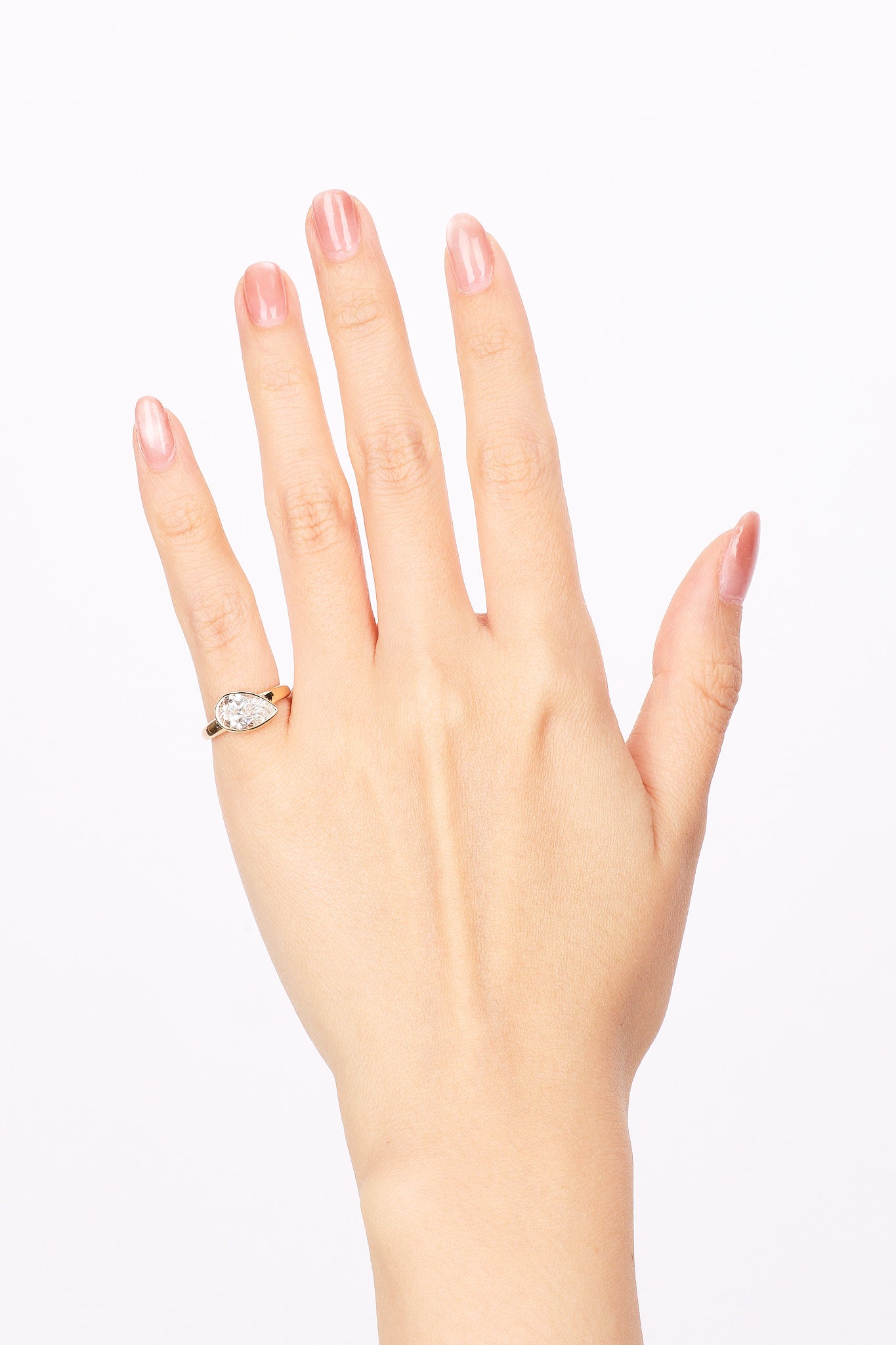 14K Yellow Gold Lab-Grown Offset Pear Diamond, Size US 4