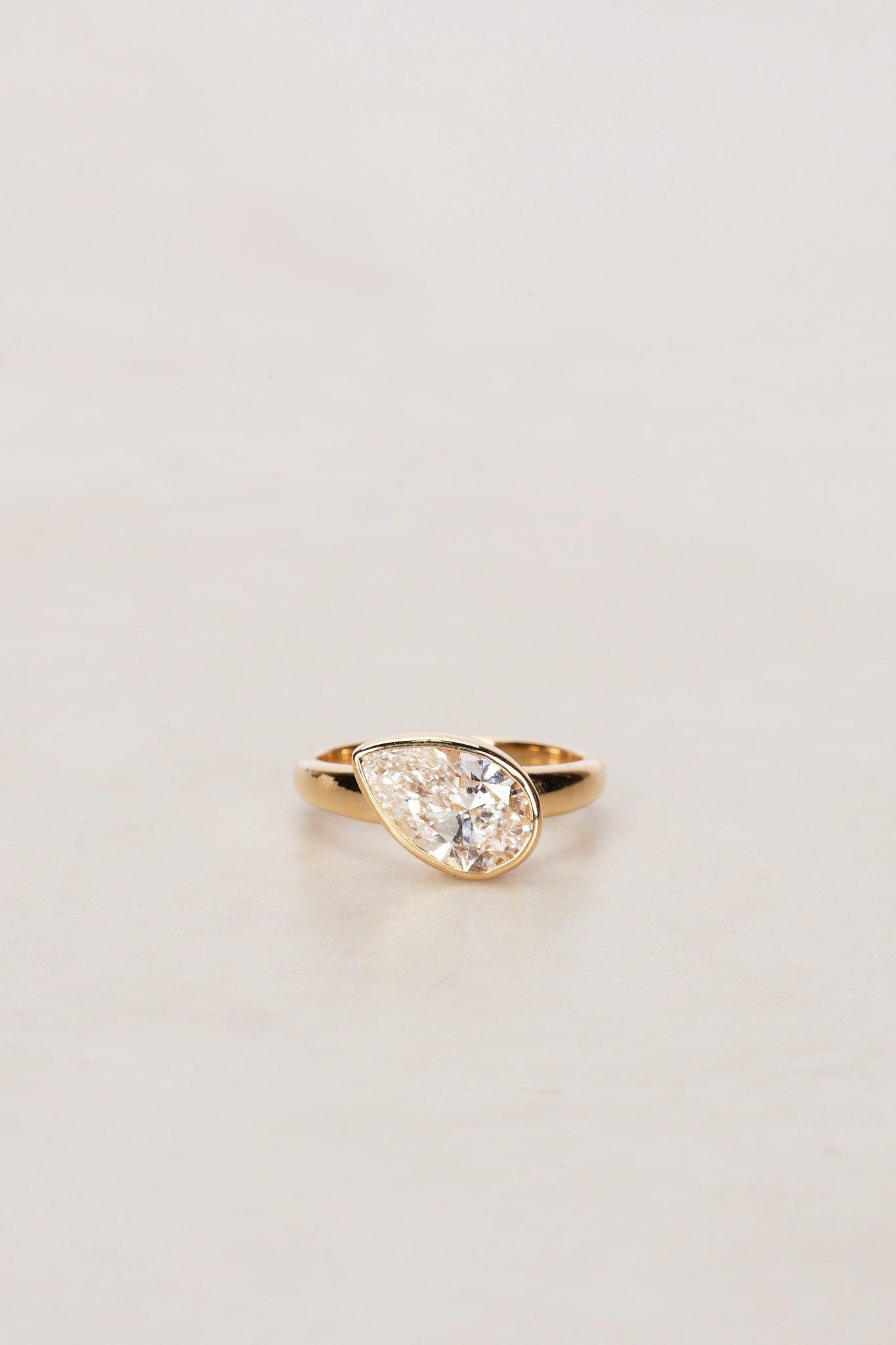 14K Yellow Gold Lab-Grown Offset Pear Diamond, Size US 4