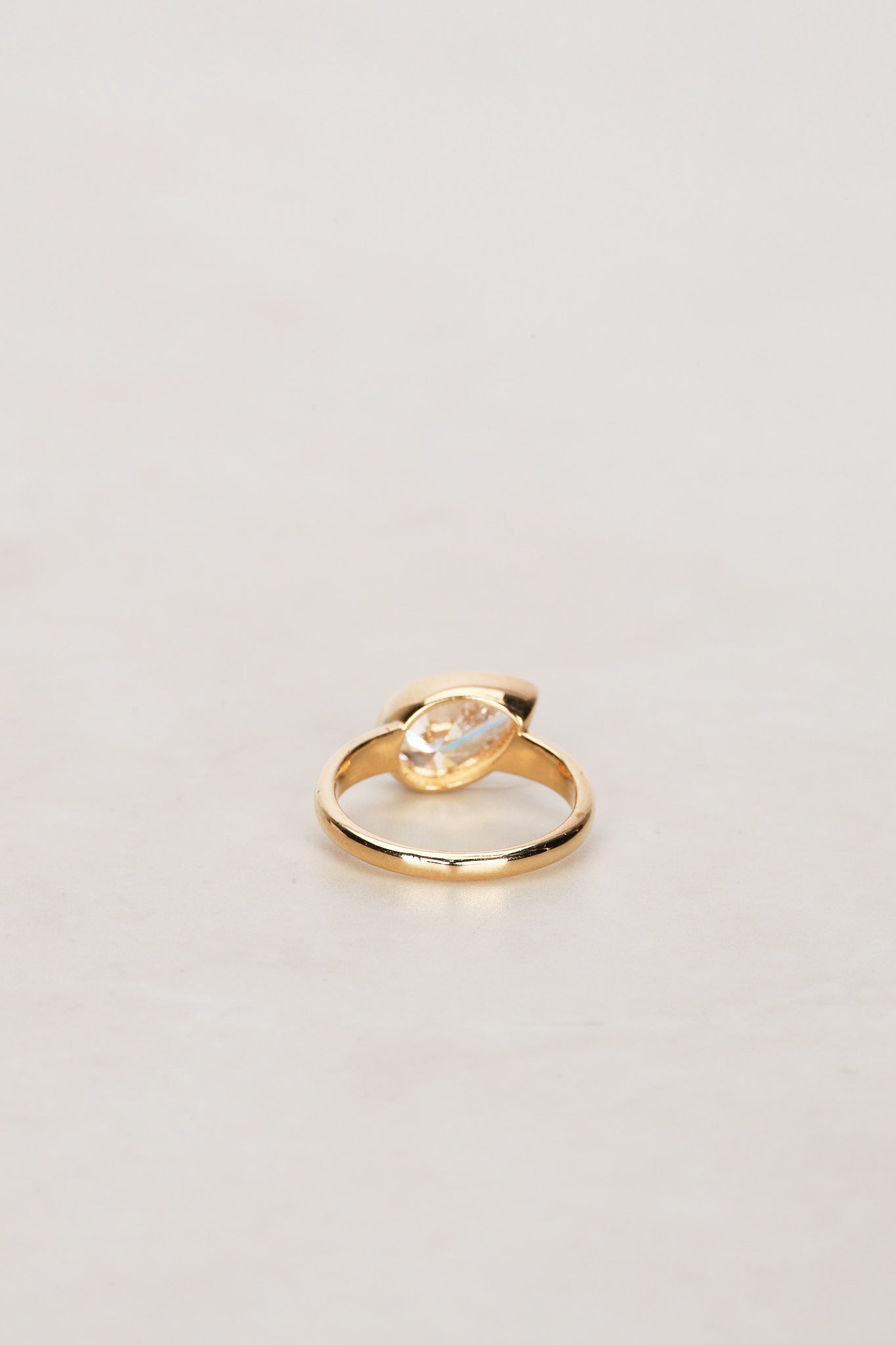 14K Yellow Gold Lab-Grown Offset Pear Diamond, Size US 4