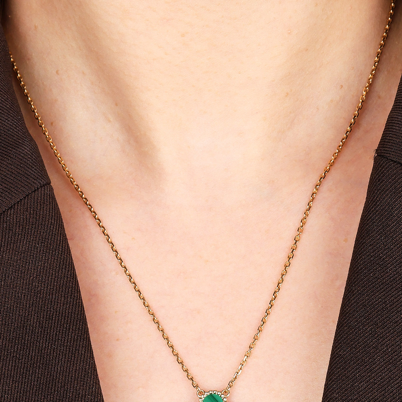 Van Cleef and Arpels 18K Yellow Gold and Malachite Vintage Alhambra Necklace