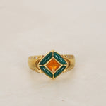 18K Yellow Gold Citrine and Diamond Ring, Size US 7.25