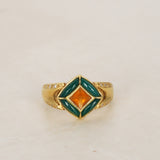 18K Yellow Gold Citrine and Diamond Ring, Size US 7.25