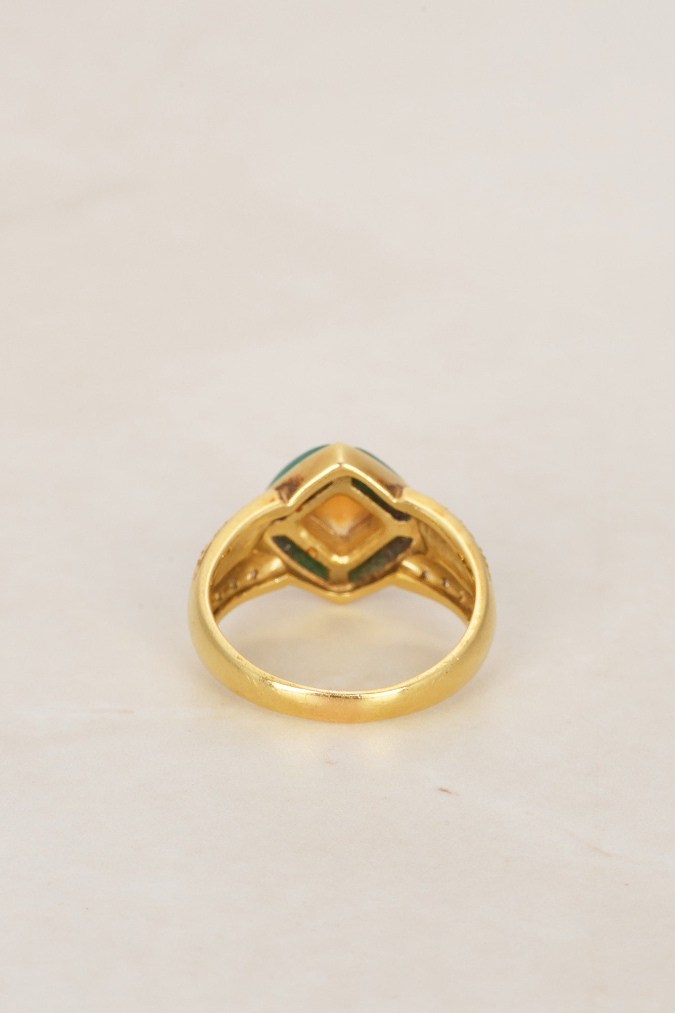 18K Yellow Gold Citrine and Diamond Ring, Size US 7.25