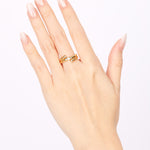18K Yellow Gold Triple Diamond Woven Wrap Ring, Size US 6