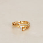 18K Yellow Gold Triple Diamond Woven Wrap Ring, Size US 6