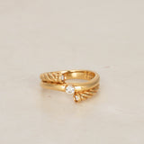 18K Yellow Gold Triple Diamond Woven Wrap Ring, Size US 6