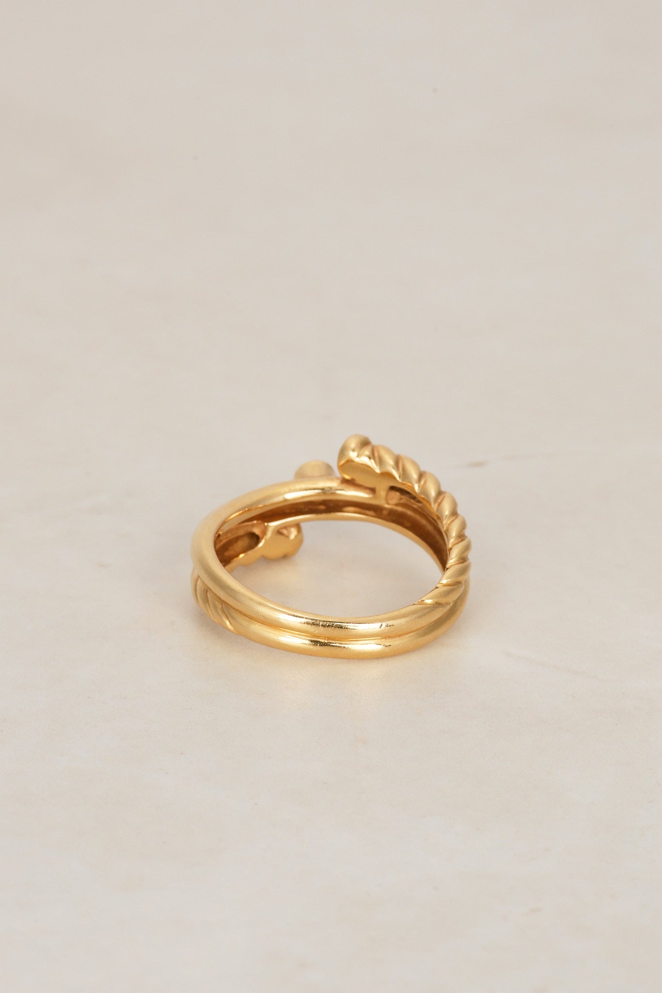 18K Yellow Gold Triple Diamond Woven Wrap Ring, Size US 6