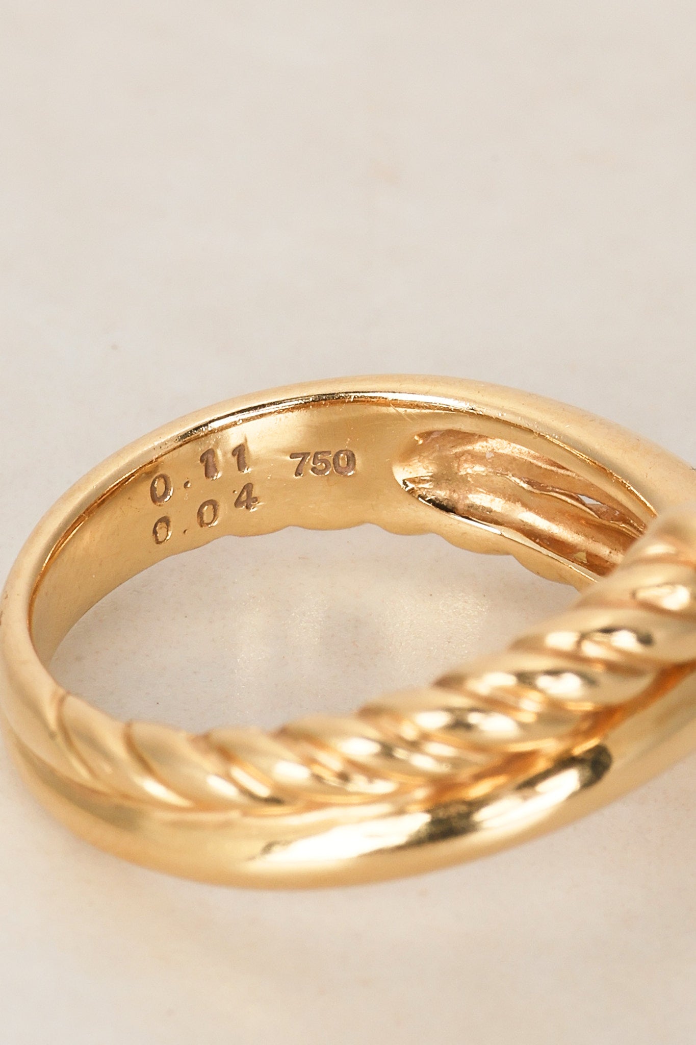 18K Yellow Gold Triple Diamond Woven Wrap Ring, Size US 6