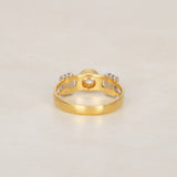 1980s - 1990s 18K Yellow Gold and Pt900 Platinum Diamond Retro Ring, Size US 5.75