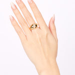 18K Yellow Gold Diamond Row Curve Ring, Size US 5