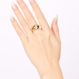 18K Yellow Gold Diamond Row Curve Ring, Size US 5