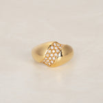 18K Yellow Gold Diamond Row Curve Ring, Size US 5