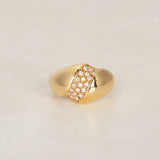 18K Yellow Gold Diamond Row Curve Ring, Size US 5