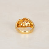 18K Yellow Gold Diamond Row Curve Ring, Size US 5