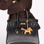 HERMES Rodeo PM Touch Bag Charm, Agneau Milo Lizard, Sesame, W Stamp, Rodeo PM