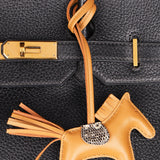 HERMES Rodeo PM Touch Bag Charm, Agneau Milo Lizard, Sesame, W Stamp, Rodeo PM