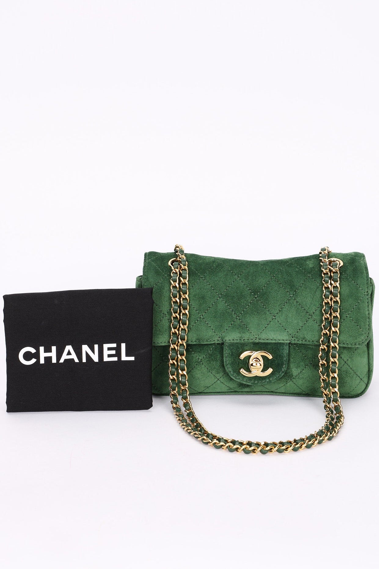 Chanel Mini Souplissimo Bag Green Suede GHW