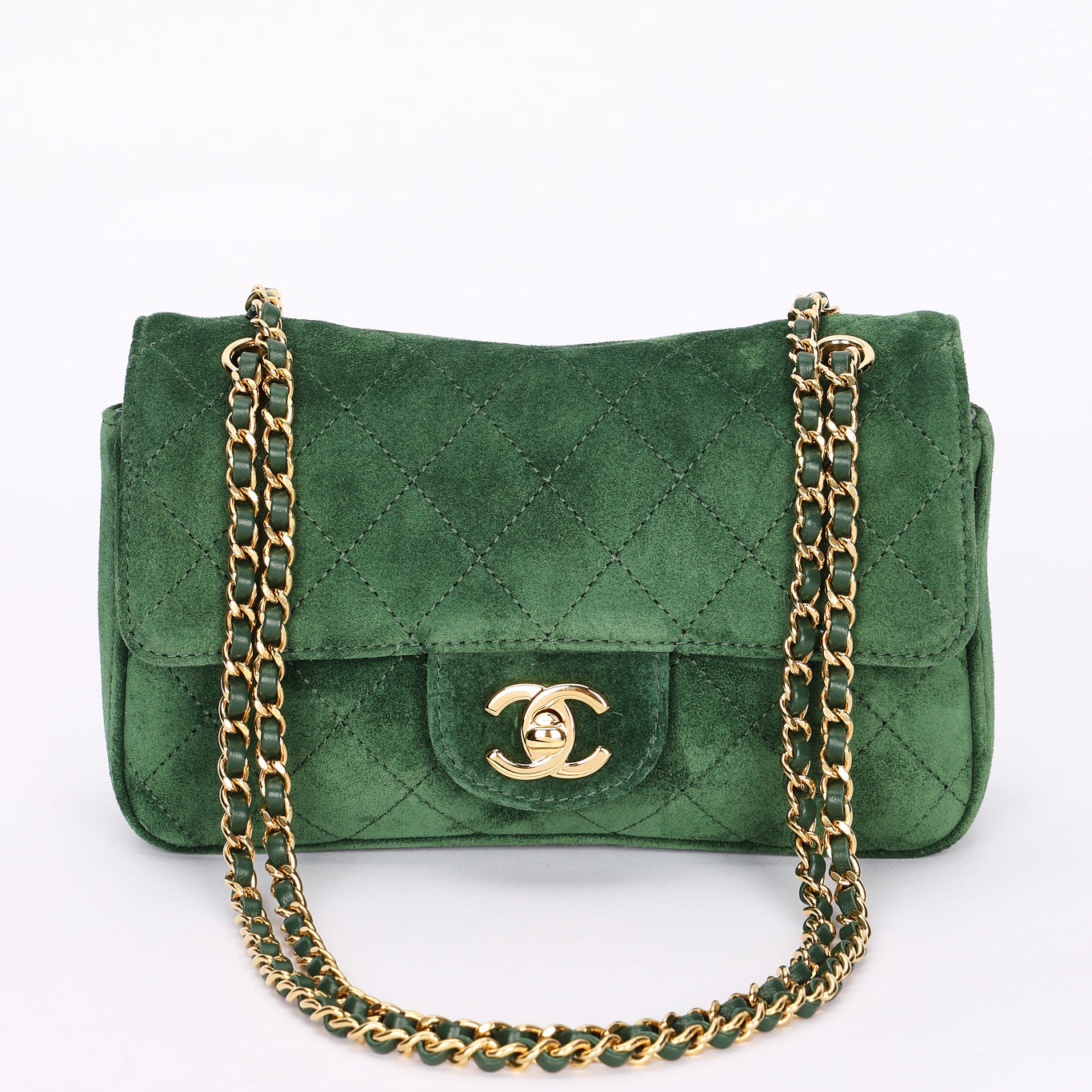 Chanel Mini Souplissimo Bag Green Suede GHW