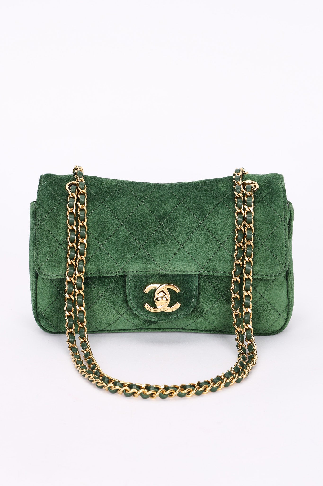 Chanel Mini Souplissimo Bag Green Suede GHW