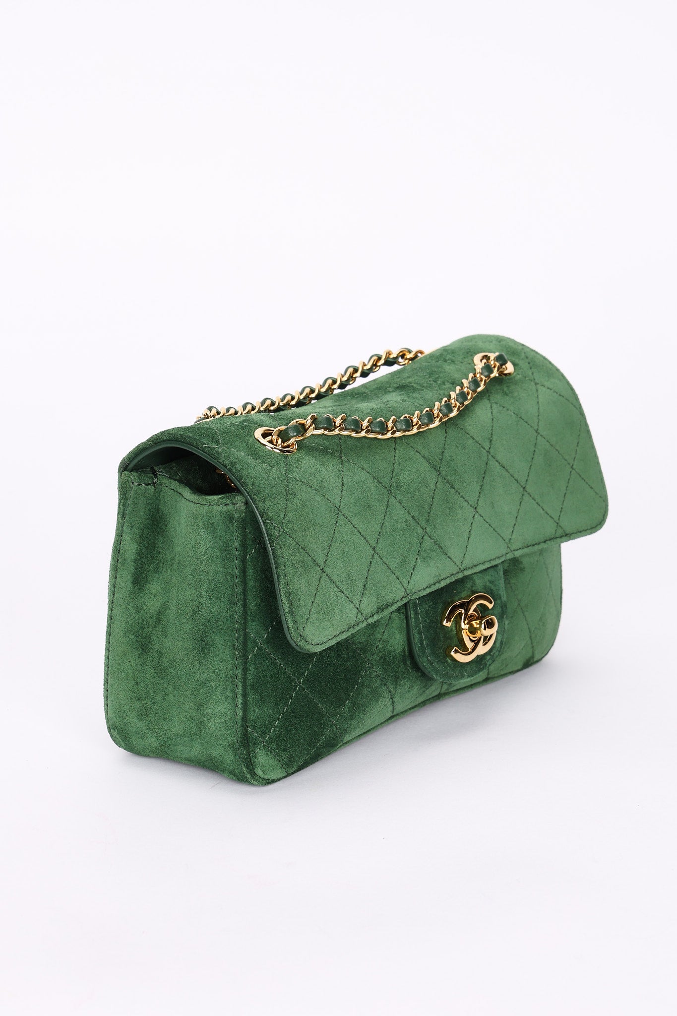 Chanel Mini Souplissimo Bag Green Suede GHW