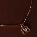 FashioNica 14K Yellow Gold Diamond Bag Box Chain Necklace