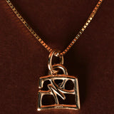 FashioNica 14K Yellow Gold Diamond Bag Box Chain Necklace